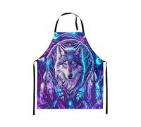 Homewish Tablier Cuisine Enfant 78x66cm Imprimé Animal Loup, Tablier de Cuisine Attrape-Rêves Bohème, Tablier Cuisine Motif Plumes Bohème, Tablier Barbecue Galaxie Mystère