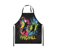 Homewish Tablier Cuisine Enfant 78x66cm Joueurs de Handball,Tablier de Cuisine Arc-En-Ciel,Tabliercuisine pour Garçons Filles Jeu de Balle Sports Points Aquarelle Silhouette de L'Athlète Graffiti