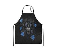 Homewish Tablier Cuisine Enfant 78x66cm Lion Rose Bleue,Tablier de Cuisine Noir,Tabliercuisine Impression D'Animaux de Safari Sauvage,Tablierbarbecue Garçons Filles Adultes Faune Animaux Tropicaux