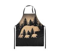 Homewish Tablier Cuisine Enfant 78x66cm Modèle D'Ours Noir, Tablier de Cuisine Thème Rustique de Bois, Tabliercuisine Retro Cabin Lodge, Tablierbarbecue Chasse Au Pays