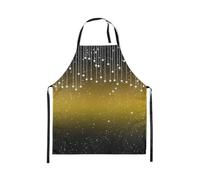 Homewish Tablier Cuisine Enfant 78x66cm Ombre Noir Jaune,Tablier de Cuisine Étoiles Modernes Glitter,Tabliercuisine Lignes Rayées Modernes,Tablierbarbecue Garçons Filles Adultes Mode Abstrait