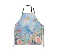 Homewish Tablier Cuisine Enfant 78x66cm Papillon Rustique, Tablier de Cuisine Fleur de Papillons Volants, Tabliercuisine Enfants Filles Femmes Vintage Blue Moth Wings, Tablierbarbecue Art Nature Chic