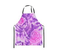 Homewish Tablier Cuisine Enfant 78x66cm Tie-Colorant Violet,Tablier de Cuisine Spirale,Tabliercuisine Teens Swirl Pattern,Tablierbarbecue Aquarelle Bohémienne Gitane