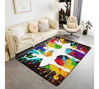 Homewish Tapis Salon 100x150 Danseurs Tapis Sol Ballet Tapis de Salon pour Enfants Filles Femmes Graffiti Gymnastique Noir Rouge Vert Tapis Chambre pour Salon, Chambre, Porte, Buanderie