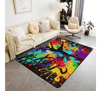 Homewish Tapis Salon 100x150 Danseurs Tapis Sol Ballet Tapis de Salon pour Enfants Filles Femmes Gymnastique Graffiti Noir Rouge Vert Tapis Chambre pour Salon, Chambre, Porte, Buanderie