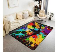 Homewish Tapis Salon 100x150 Danseurs Tapis Sol Gymnastique Tapis de Salon pour Enfants Filles Femmes Graffiti Dansant Filles Noir Jaune Violet Tapis Chambre pour Salon, Chambre, Porte, Buanderie