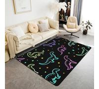 Homewish Tapis Salon 100x150 Dinosaure Tapis Sol Stick Figure Tapis de Salon pour Les Enfants Filles Garçons Safari Animal Sauvage Noir Violet Tapis Chambre pour Salon, Chambre, Porte, Buanderie