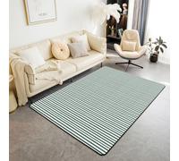 Homewish Tapis Salon 100x150cm Abstrait Rayé Vert Foncé Tapis Chambre Couture Tapis Sol Style Simple Moderne Décoration D'Intérieur Rayure Géométrique