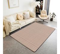 Homewish Tapis Salon 100x150cm Abstrait Rayure Marron Blanc Tapis Chambre Style Simple Moderne Tapis Sol Couture Décoration D'Intérieur Rayé Géométrique