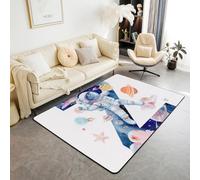 Homewish Tapis Salon 100x150cm Alphabet Z Initial, Tapis Chambre Astronaute Dessin Animé, Tapis Sol Lettre Spatiale, Décoration D'Intérieur Planète Galactique