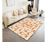 Homewish Tapis Salon 100x150cm Autumn Rustique,Tapis Chambre Lettre Initiale Je Citrouille,Tapis Sol Monogramme,Décoration D'Intérieur Garçons Filles Cabine de Ferme Orange