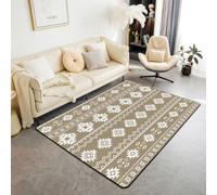 Homewish Tapis Salon 100x150cm Aztèques du Sud-Ouest,Tapis Chambre Boho Occidental,Tapis Sol Enfants Navajo,Décoration D'Intérieur Modèle Tribal Géométrique Ethnique Brun