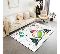 Homewish Tapis Salon 100x150cm Balle de Noël, Tapis Chambre Pickleball Joyeuxnoël, Tapis Sol Décorations d'arbre de Noël, Décoration D'Intérieur Sports Drôles