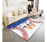 Homewish Tapis Salon 100x150cm Baseball,Tapis Chambre Custom Alphabet W,Tapis Sol Candy Dessert Ice Cream,Décoration D'Intérieur Enfants Garçons Adolescents Adults Sports Ball Themed
