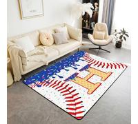 Homewish Tapis Salon 100x150cm Baseball,Tapis Chambre Dessert Custom Alphabet H,Tapis Sol Trendy Ice Cream,Décoration D'Intérieur Enfants Garçons Adolescents Adults Sports Ball Gaming