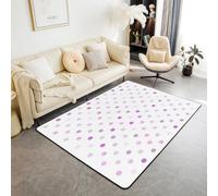 Homewish Tapis Salon 100x150cm Blanc Violet Polka Dot, Tapis Chambre pour Garçons Hommes Adultes Colorful Mignon Round, Tapis Sol Modern Abstract Rainbow, Décoration D'Intérieur Kawaii Polka Dots