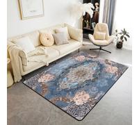 Homewish Tapis Salon 100x150cm Boho Antique, Tapis Chambre Damas Floral, Tapis Sol Adultes Adolescents Vintage Exotique, Décoration D'Intérieur Fleurs Bohêmes Retro