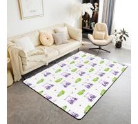Homewish Tapis Salon 100x150cm Boules,Tapis Chambre Golf Carts,Tapis Sol Garçons Filles Trou de Golf avec Drapeau Motif,Décoration D'Intérieur Jeux de Balle de Golf Violet