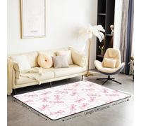 Homewish Tapis Salon 100x150cm Bow, Tapis Chambre Princesse Rose Blanche Bowknot, Tapis Sol Nœud de Papillon de Dessin Animé Mignon, Décoration D'Intérieur Coquette Bow Tie