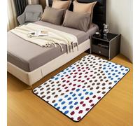 Homewish Tapis Salon 100x150cm Brosse Géométrique Rouge Marron,Tapis Chambre Polka Dots,Tapis Sol Enfants Adolescents Adultes,Décoration D'Intérieur Esthétique Bohémienne