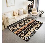 Homewish Tapis Salon 100x150cm Buffalo Sud-Ouest Rustique, Tapis Chambre Country Farmhouse Aztec, Tapis Sol Thème de Chasse À la Faune, Décoration D'Intérieur Diamant Géométrique