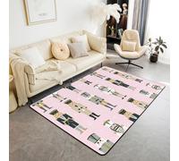 Homewish Tapis Salon 100x150cm Cache-Noix Rose,Tapis Chambre Joli Noël,Tapis Sol pour Filles Enfants Focon de Neige À Thème d'hiver,Décoration D'Intérieur Décorations de Noël Princesse