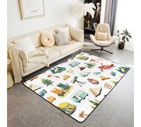 Homewish Tapis Salon 100x150cm Camping Tapis Chambre Caravane de Camping Joyeuse Tapis Sol Équipement de Camping Décoration D'Intérieur Chalet Lodge Aventure des Bois