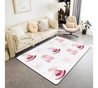 Homewish Tapis Salon 100x150cm Canard colvert Tapis Chambre Chapeau de Magicien Magique Rose Tapis Sol Vie de lac de Ferme Décoration D'Intérieur Jolis Nœuds