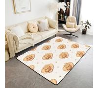 Homewish Tapis Salon 100x150cm Cartoon Capybara,Tapis Chambre Rongeurs Mignons,Tapis Sol Amateurs d'animaux de Castor de Kawaii Star,Décoration D'Intérieur Animaux de Rongeur Murin Wild Safari Theme