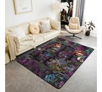 Homewish Tapis Salon 100x150cm Crâne Gothique, Tapis Chambre Sorcière Vintage, Tapis Sol Garçons Filles Étagère Magique Effrayante, Décoration D'Intérieur Sorcier Noir Rétro Mystérieux Cool
