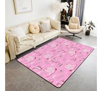 Homewish Tapis Salon 100x150cm Décor Occidental, Tapis Chambre Fertue À Cheval de Cowgirl, Tapis Sol Bottes de Garçons Ferme Rustique, Décoration D'Intérieur Thème Sud-Ouest Rose