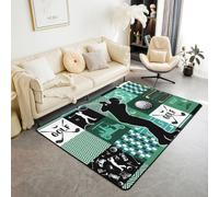 Homewish Tapis Salon 100x150cm Enfants Athlète Golf Vert Garçons Sports, Tapis Chambre Pixel Jeu, Tapis Sol Patchwork de Jeu, Décoration D'Intérieur Ballons Clubs