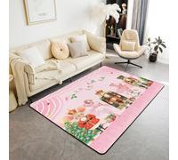 Homewish Tapis Salon 100x150cm Enfants Casque-Noix,Tapis Chambre Fille Rose Noël,Tapis Sol Enfants Adultes Princesse Rose Ballet,Décoration D'Intérieur Étoiles Carousel Soldat Noël Pin Tree
