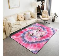 Homewish Tapis Salon 100x150cm Enfants Mignon Axolotl, Tapis Chambre Dessin Dessiné Axolotl Boire Thé Au Lait, Tapis Sol Salamandre Rose, Décoration D'Intérieur Colorant À Cravate Marine
