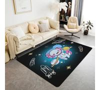 Homewish Tapis Salon 100x150cm Espace,Tapis Chambre Salamandre,Tapis Sol Enfants Garçons Filles Axolotl Planet Rocket Meteor Casque,Décoration D'Intérieur Étoiles Imprimer Mignon Animal Dessin Animé