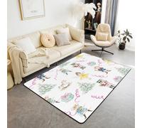 Homewish Tapis Salon 100x150cm Fairy Filles, Tapis Chambre Mouse King Casque-Noix, Tapis Sol Arbre de Noël, Décoration D'Intérieur Noël Rose Streamers Rocking Horse