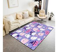 Homewish Tapis Salon 100x150cm Fantôme d'halloween, Tapis Chambre Violet de Citrouille Rose, Tapis Sol Décor d'halloween Mignon, Décoration D'Intérieur Sweet Sugar Candy Love Heart