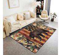 Homewish Tapis Salon 100x150cm Ferme Rustique, Tapis Chambre Camo, Tapis Sol Décor de Cabine d'ours de Chasse, Décoration D'Intérieur Branches Botaniques de Chêne de Conifère