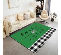 Homewish Tapis Salon 100x150cm Feuilles Vertes,Tapis Chambre Four Leaf Clover,Tapis Sol Plaid Noir Blanc,Décoration D'Intérieur Jade Green Saint Patrick's Day
