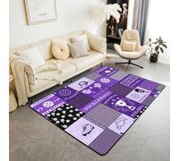 Homewish Tapis Salon 100x150cm Garçons Pickleball Violet Athlète Jeu, Tapis Chambre Patchwork Sports, Tapis Sol Ballons Clubs Géométrique, Décoration D'Intérieur Jeu pour Enfants