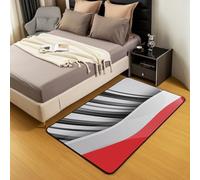 Homewish Tapis Salon 100x150cm Géométrique Abstraite, Tapis Chambre Ondes Rayées, Tapis Sol pour Garçons Filles Art Minimaliste Moderne Simple, Décoration D'Intérieur Rouge Gris Contemporain