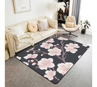 Homewish Tapis Salon 100x150cm Hippie Fleur,Tapis Chambre Coloré Boho Fleurs,Tapis Sol Enfants Adolescents Botanical Aesthetic,Décoration D'Intérieur 60S 70S Hippie Floral Power