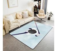 Homewish Tapis Salon 100x150cm Hockey sur Glace,Tapis Chambre Motif de Jeu de Balle,Tapis Sol Jeux Sportifs Enfants Filles Garçons Joueur de Hockey Ballon Jeux Compétitifs Travail D'Équipe