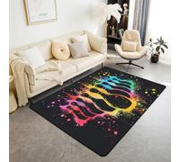 Homewish Tapis Salon 100x150cm Le Bowling,Tapis Chambre Boules D'Aquarelle,Tapis Sol Graffiti Broches de Bowling Imprimer,Décoration D'Intérieur Enfants Garçons Filles Adultes Mode Moderne