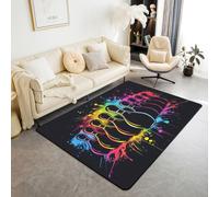 Homewish Tapis Salon 100x150cm Le Bowling,Tapis Chambre Boules de Bowling,Tapis Sol Style de Graffiti Coloré,Décoration D'Intérieur Enfants Garçons Filles Adultes Sports Jeux