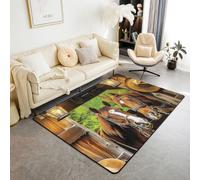 Homewish Tapis Salon 100x150cm Le Cheval Occidental,Tapis Chambre Maisons Rurales,Tapis Sol Pays Vintage du Sud-Ouest,Décoration D'Intérieur Enfants Filles Garçons Adultes Retro Ranch Cheval Animaux