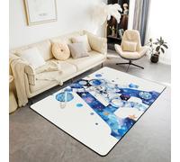 Homewish Tapis Salon 100x150cm Lettre Initiale A, Tapis Chambre Alphabet Astronaute, Tapis Sol Planète Monogrammée, Décoration D'Intérieur Galaxie Spatiale
