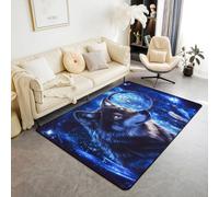Homewish Tapis Salon 100x150cm Loup Cool Tapis Chambre Attrape-Rêves Bohème Tapis Sol 3D d'animaux Sauvage Décoration D'Intérieur Galaxie Mystérieuse