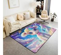 Homewish Tapis Salon 100x150cm Mouton En Cartoons,Tapis Chambre Arc-En-Ciel Coloré,Tapis Sol Décor de Nœud D'Inspiration Onirique,Décoration D'Intérieur pour Enfants Garçons Filles Adultes Mode Violet