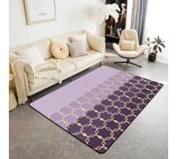 Homewish Tapis Salon 100x150cm nid d'abeille Violet | Décoration D'Intérieur Hexagone Géométrique Tapis Chambre Antidérapant ruche hexagonale dorée - art abstrait moderne